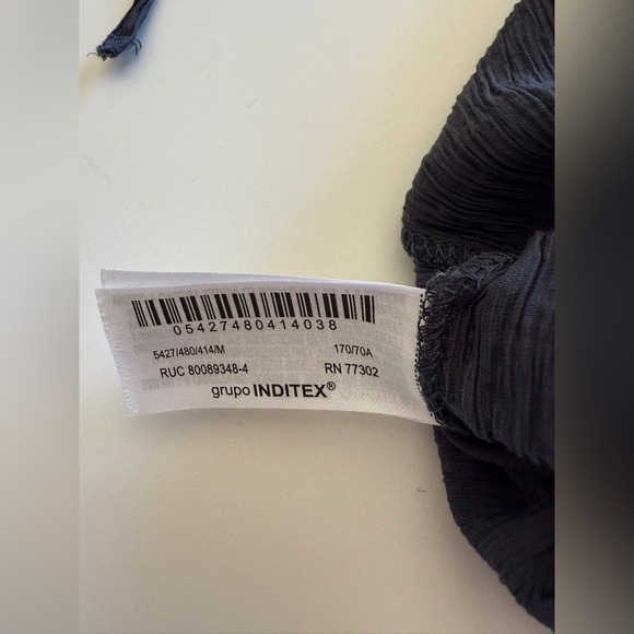 Zara-Crinkle-Lightweight-Navy Blue-SlatePull on-Pants-Casual-Staple-Basic-Size M - Picture 3 of 12